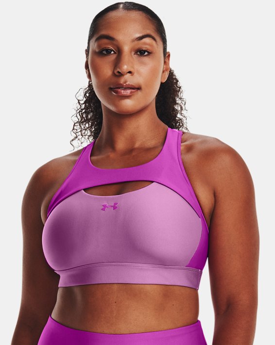 Women's Armour® Mid Crossback Harness Sports Bra, Purple, pdpMainDesktop image number 3